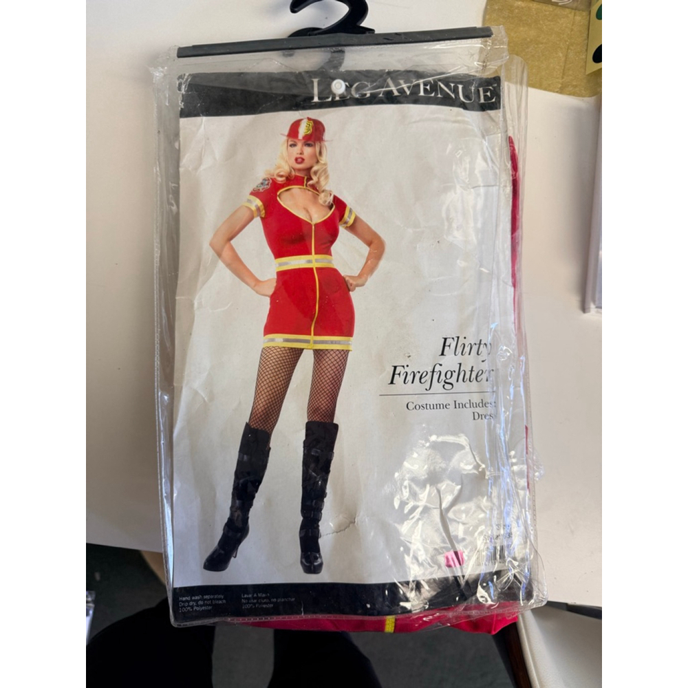 Women's Leg Avenue Flirty Firefighter Halloween Costume Red Yellow